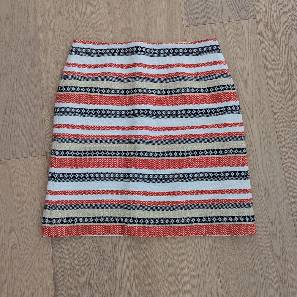 LOFT Red, Black, and Gold Striped Mini Skirt